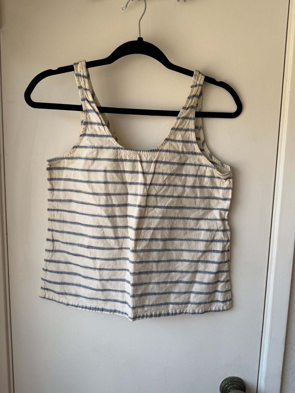 Madewell Striped Linen-Blend Boxy Tank Top